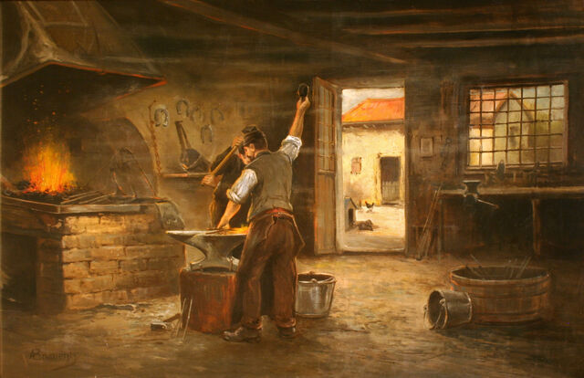 The Blacksmith's Studio by Albert Brument (late 19th century).